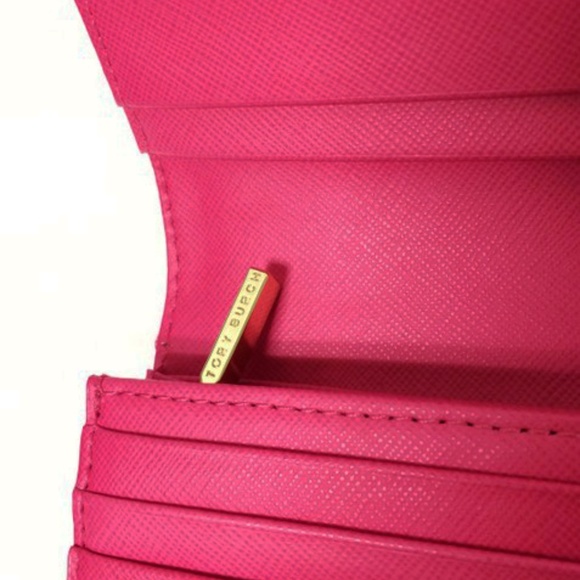 Tory Burch Robinson Pink Saffiano Leather Wallet - Picture 5 of 8